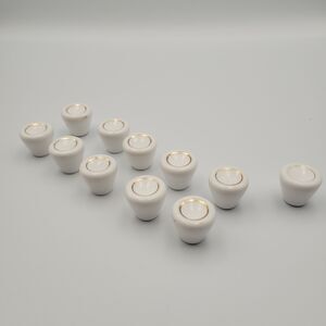 11  Vintage Porcelain White & Gold Gilt Cabinet Knobs Drawer Pulls 1" Japan
